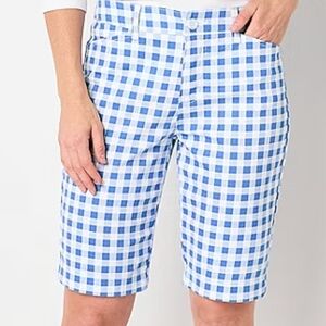 St. John's Bay Blue and White Checkered Women's Bermudas